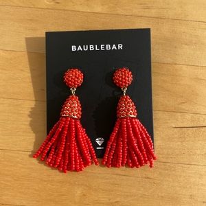 BaubleBar Red Beaded Tassel Earrings